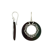 AE-1169-SHB Sterling Silver Earring With Black Shell Jewelry Bali Designs Inc